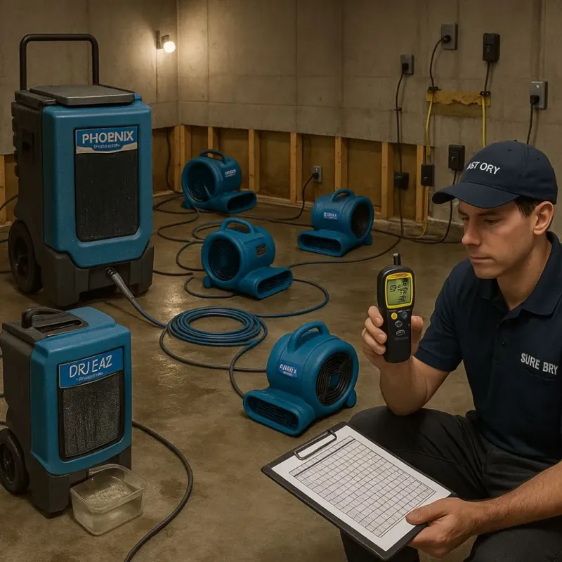 Structural Drying and Dehumidification process in Emerson, NJ
